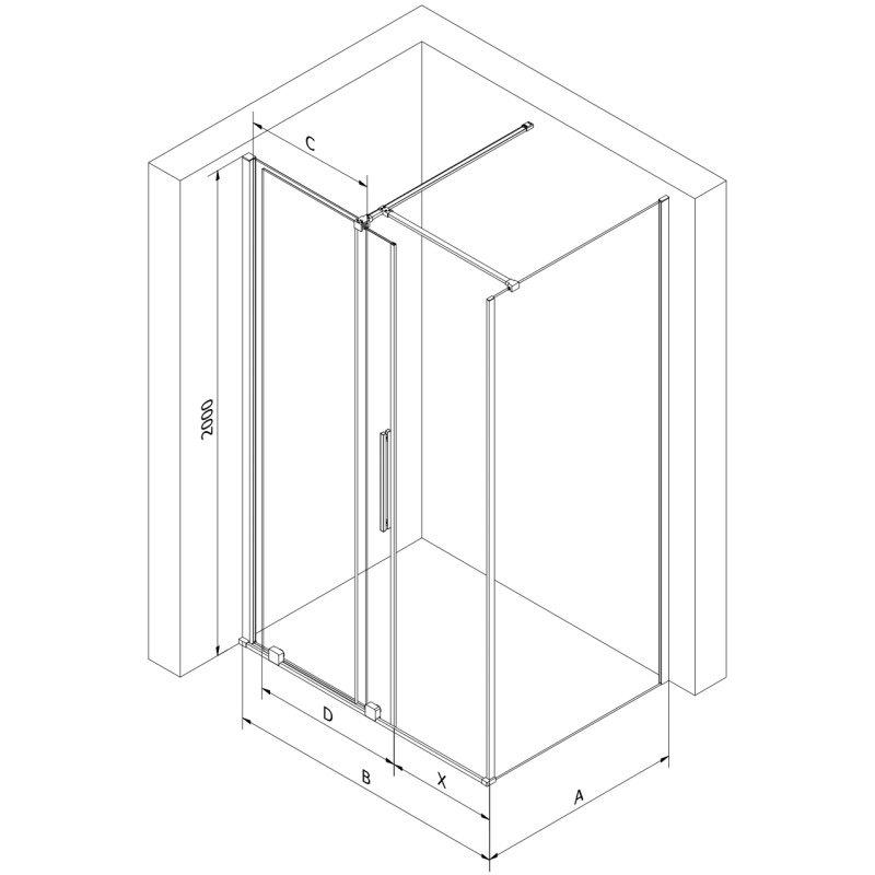 Mexen Velar плъзгаща се душ кабина 110 x 85 см, прозрачна, черна - 871-110-085-01-70