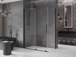Mexen Velar плъзгаща се душ-кабина 140 x 70 cm, прозрачна, черна - 871-140-070-01-70