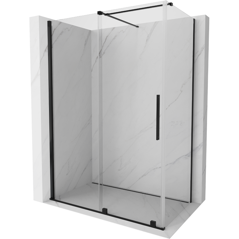 Mexen Velar плъзгаща се душ кабина 150 x 80 см, прозрачна, черна - 871-150-080-01-70