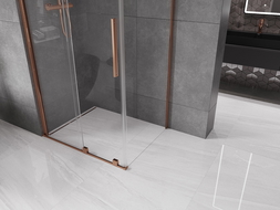 Mexen Velar плъзгаща се душ кабина 90 x 100 см, прозрачна, розово злато