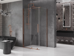 Mexen Velar душ кабина с плъзгащи се врати 90 x 120 см, прозрачен, розово злато - 871-090-120-01-60