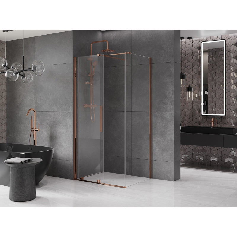 Mexen Velar плъзгаща се душ кабина 110 x 80 см, прозрачна, розово злато
