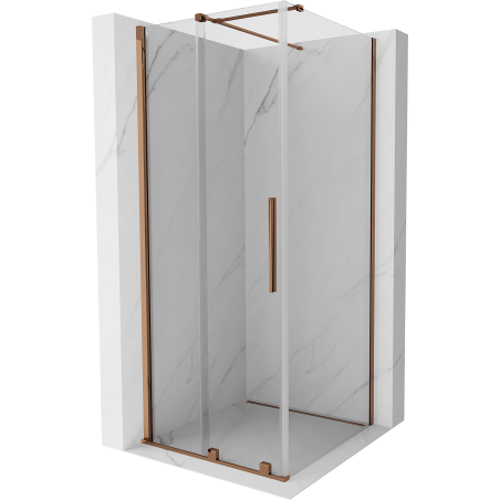 Mexen Velar плъзгаща се душ кабина 90 x 90 см, прозрачна, розово злато - 871-090-090-01-60
