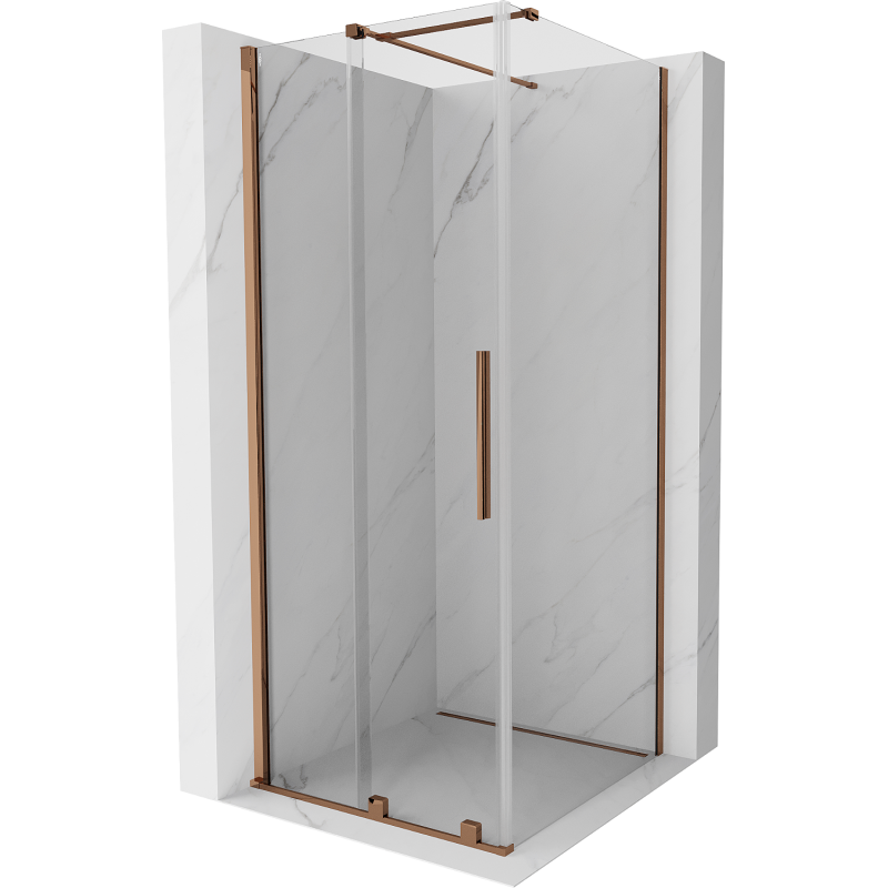 Mexen Velar плъзгаща се душ кабина 120 x 120 см, прозрачна, розово злато