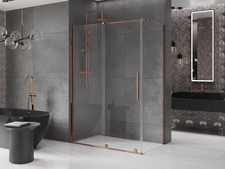 Mexen Velar плъзгаща се душ кабина 130 x 75 cm, прозрачна, розово злато - 871-130-075-01-60