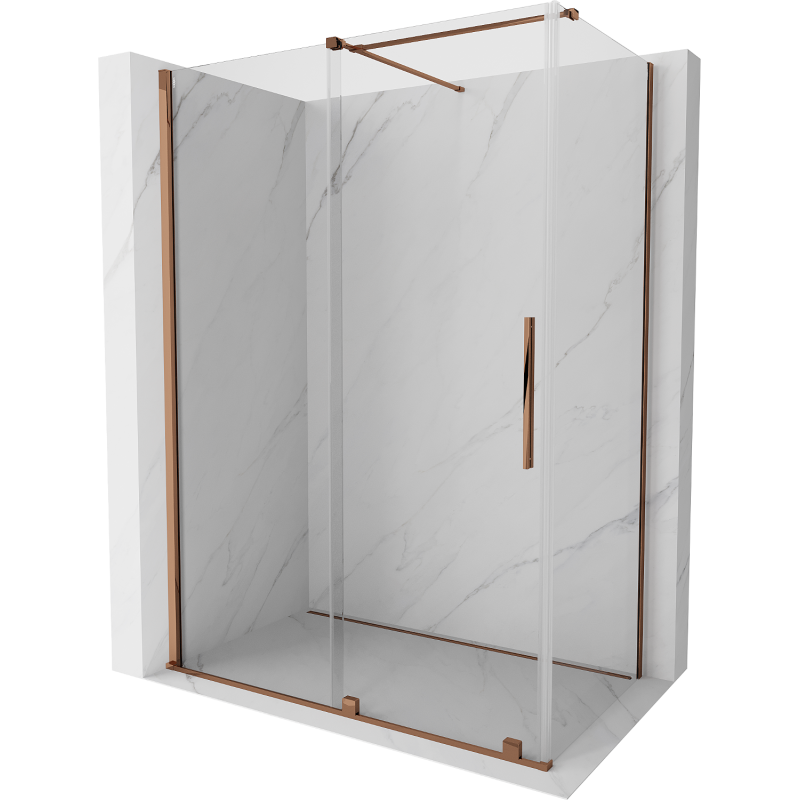 Mexen Velar плъзгаща се душ кабина 150 x 90 см, прозрачна, розово злато - 871-150-090-01-60