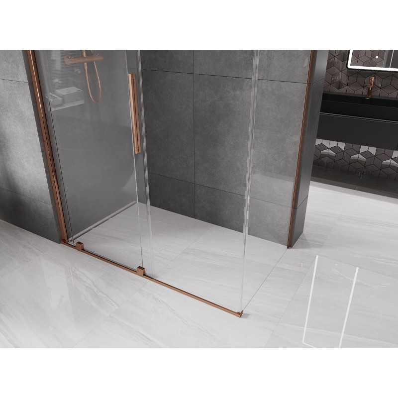 Mexen Velar плъзгаща се душ кабина 160 x 90 см, прозрачна, розово злато