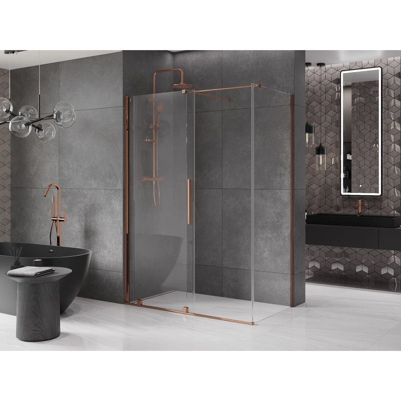 Mexen Velar плъзгаща се душ кабина 160 x 100 см, прозрачна, розово злато