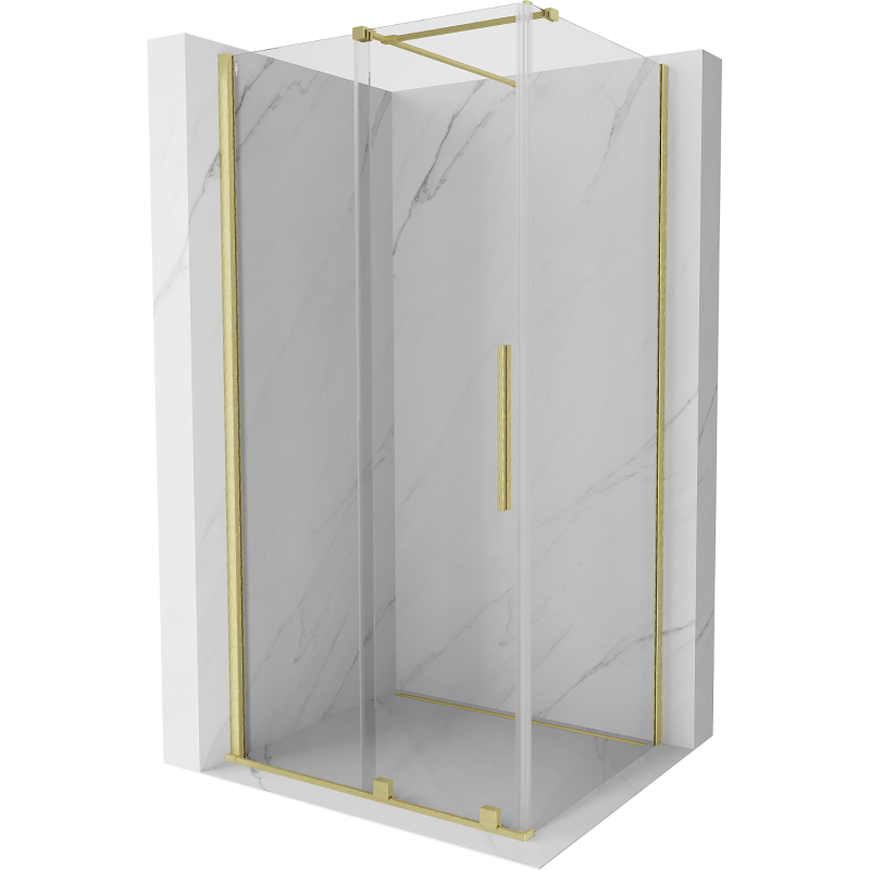 Mexen Velar плъзгаща се душ кабина 110 x 80 см, прозрачна, четкано злато - 871-110-080-01-55
