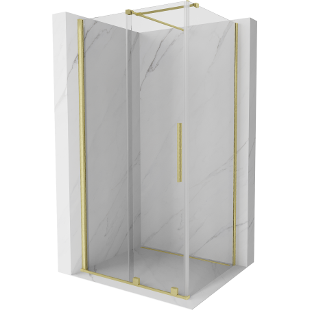 Mexen Velar плъзгаща се душ кабина 140 x 100 cm, прозрачна, злато мат - 871-140-100-01-55