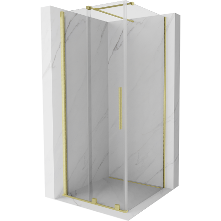 Mexen Velar душ кабина с раздвижни врати 120 x 120 см, прозрачна, златна четка - 871-120-120-01-55