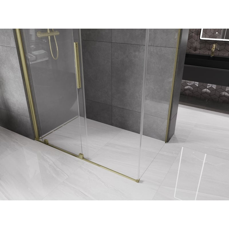 Mexen Velar плъзгащa се душ кабина 150 x 85 см, прозрачна, златнa четканa