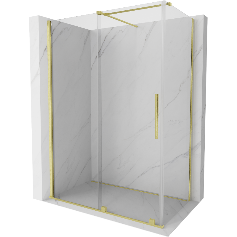 Mexen Velar плъзгаща се душ кабина 150 x 90 cm, прозрачна, златна четкана - 871-150-090-01-55