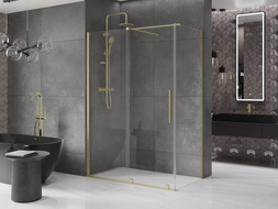 Mexen Velar плъзгаща се душ кабина 160 x 80 см, прозрачна, златиста матирана