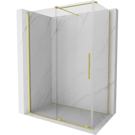 Mexen Velar плъзгащ се душ кабина 160 x 90 см, прозрачна, златно матирана