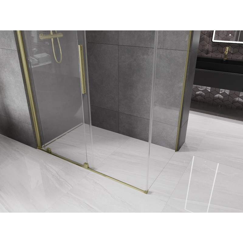 Mexen Velar плъзгащ се душ кабина 160 x 90 см, прозрачна, златно матирана