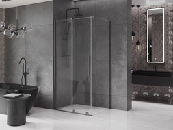 Mexen Velar сгъваема душ-кабина 90 x 70 см, прозрачна, графит с четка - 871-090-070-01-66