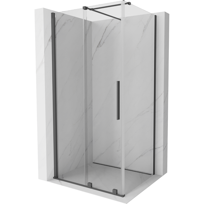 Mexen Velar плъзгаща се душ кабина 120 x 80 cm, прозрачна, четкано оръжейно сиво - 871-120-080-01-66