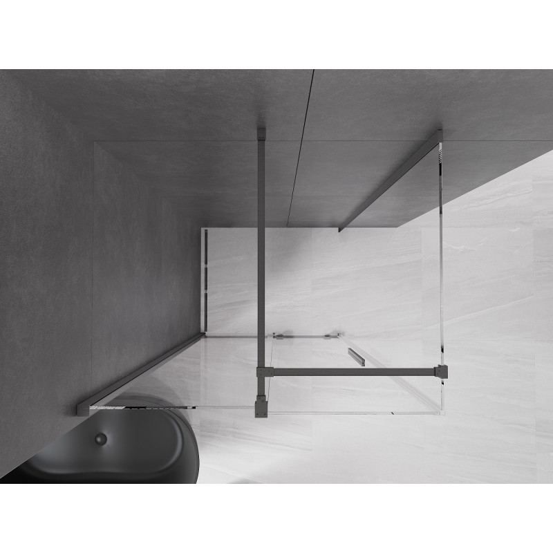 Mexen Velar плъзгаща се душ кабина 120 x 85 см, прозрачна, сиво оръжеен четка