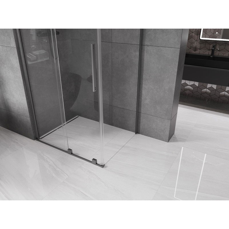 Mexen Velar плъзгаща се душ кабина 130 x 90 cm, прозрачна, четка Gun gray - 871-130-090-01-66
