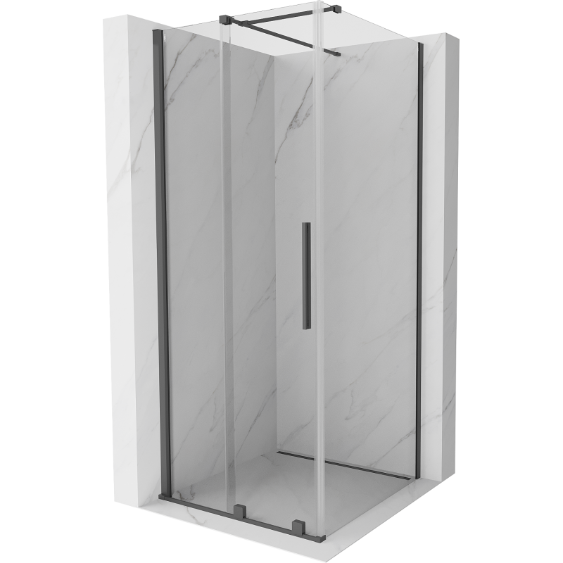 Mexen Velar плъзгаща се душ кабина 110 x 110 см, прозрачна, четка gun gray - 871-110-110-01-66