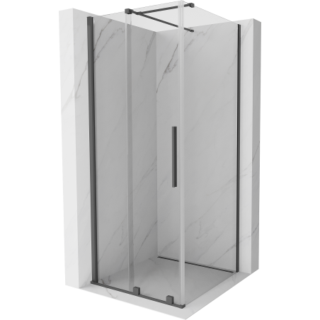 Mexen Velar плъзгаща се душ кабина 120 x 120 cm, прозрачна, четкано оръжейно сиво