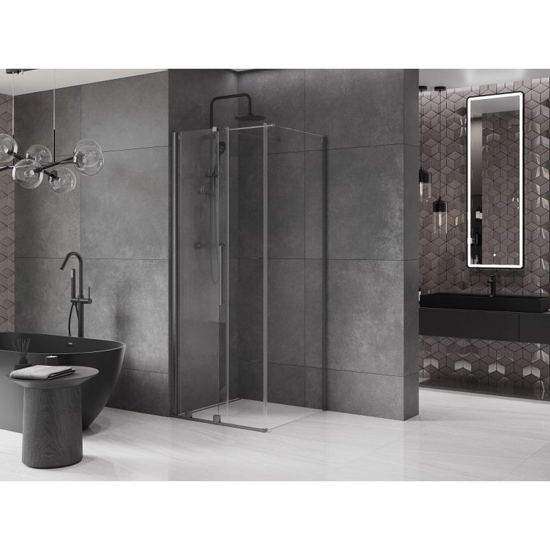 Mexen Velar плъзгаща се душ кабина 120 x 120 см, прозрачна, четка сиво