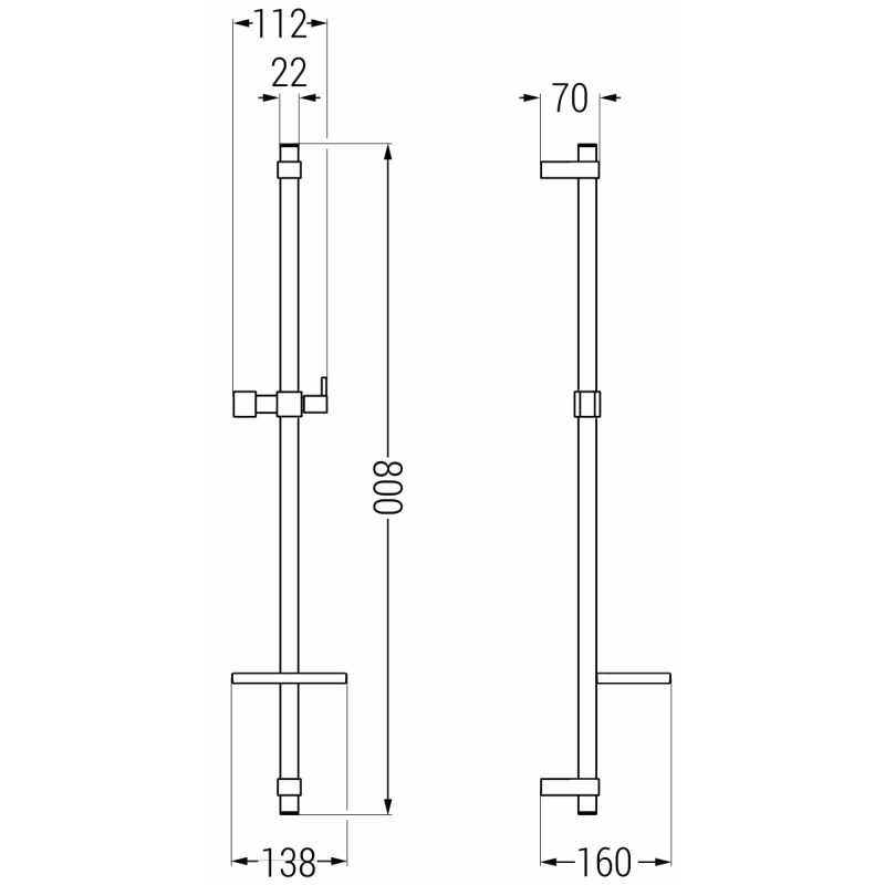 Mexen DQ душ скоба с поставка за сапун 80 см, хром - 79381-00