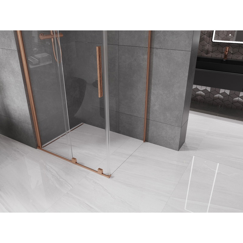 Mexen Velar плъзгаща се душ кабина 100 x 110 см, прозрачна, четкана мед