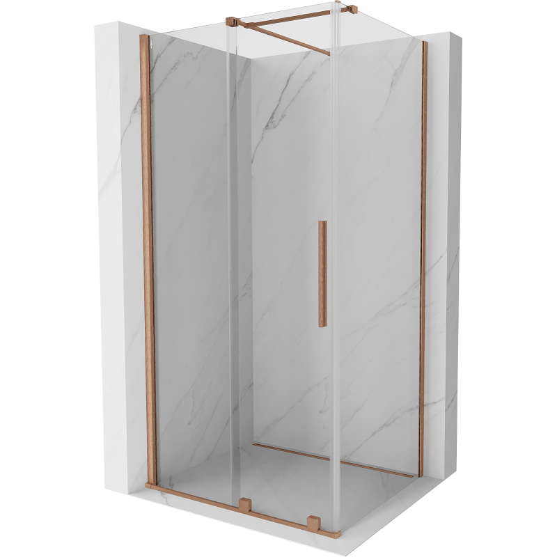 Mexen Velar плъзгаща се душ кабина 120 x 90 см, прозрачна, четкана мед - 871-120-090-01-65