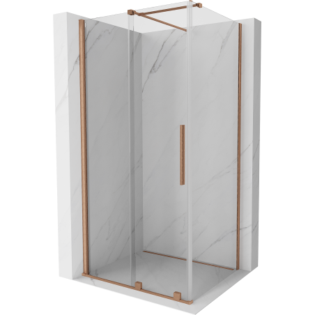 Mexen Velar плъзгаща се душ кабина 130 x 100 cm, прозрачна, четкана мед - 871-130-100-01-65