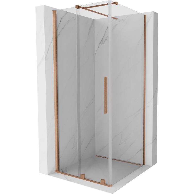 Mexen Velar душ кабина с плъзгащи врати 90 x 90 см, прозрачна, полирана мед - 871-090-090-01-65