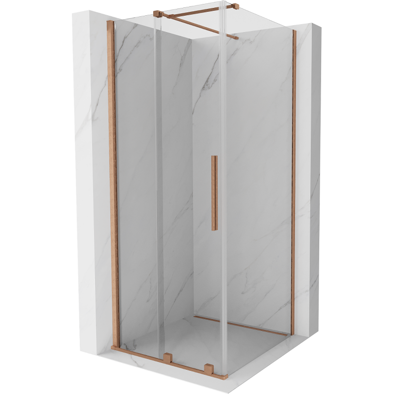 Mexen Velar плъзгаща се душ кабина 90 x 90 см, прозрачна, матирана мед - 871-090-090-01-65