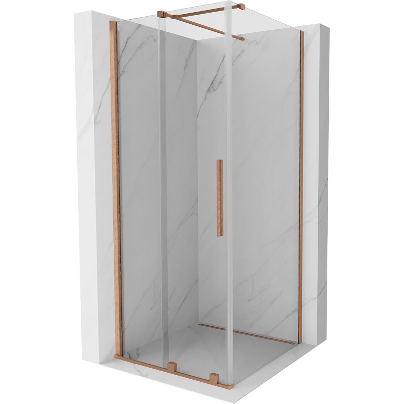Mexen Velar разтегателна душ кабина 90 x 90 см, прозрачна, матирана мед