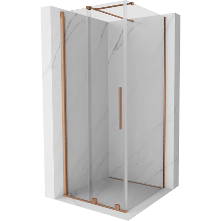 Mexen Velar душ кабина с плъзгащи врати 90 x 90 см, прозрачна, полирана мед - 871-090-090-01-65