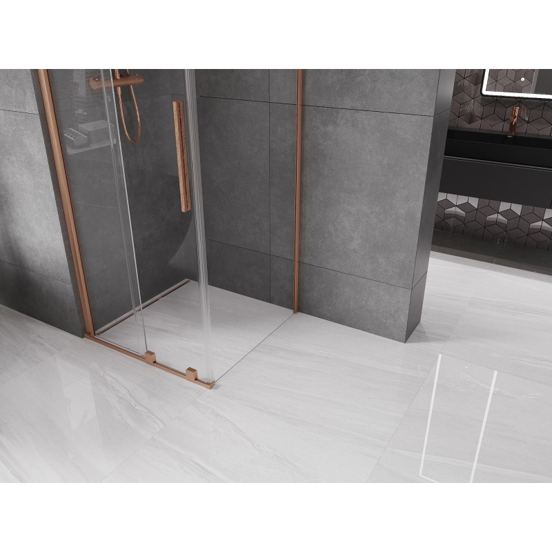 Mexen Velar плъзгаща се душ кабина 90 x 90 см, прозрачна, четкана мед