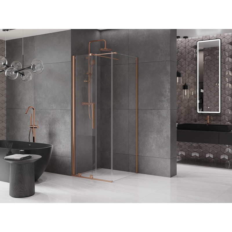 Mexen Velar плъзгаща се душ кабина 120 x 120 см, прозрачна, четкана мед