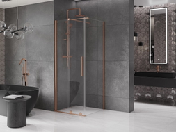 Mexen Velar плъзгаща се душ кабина 120 x 120 см, прозрачна, четкана мед