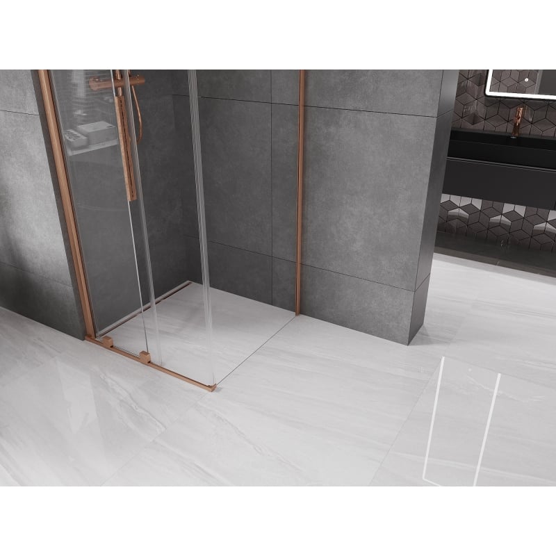 Mexen Velar плъзгаща се душ кабина 110 x 110 см, прозрачна, четкана мед