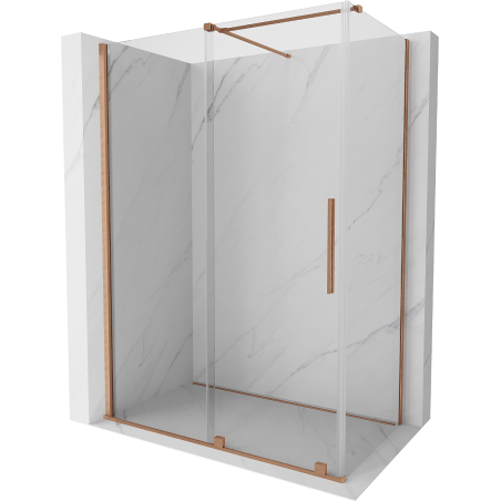 Mexen Velar плъзгаща се душ кабина 150 x 85 см, прозрачна, матирана мед - 871-150-085-01-65