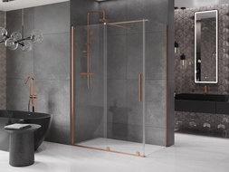 Mexen Velar плъзгаща се душ кабина 160 x 75 см, прозрачна, четкана мед
