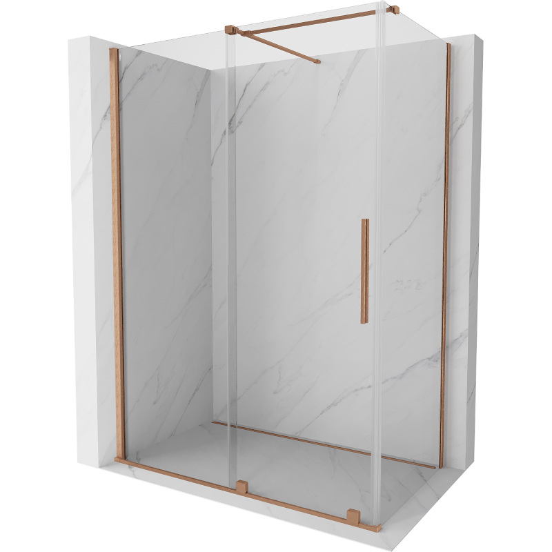 Mexen Velar плъзгаща се душ кабина 160 x 80 cm, прозрачна, матирана мед - 871-160-080-01-65