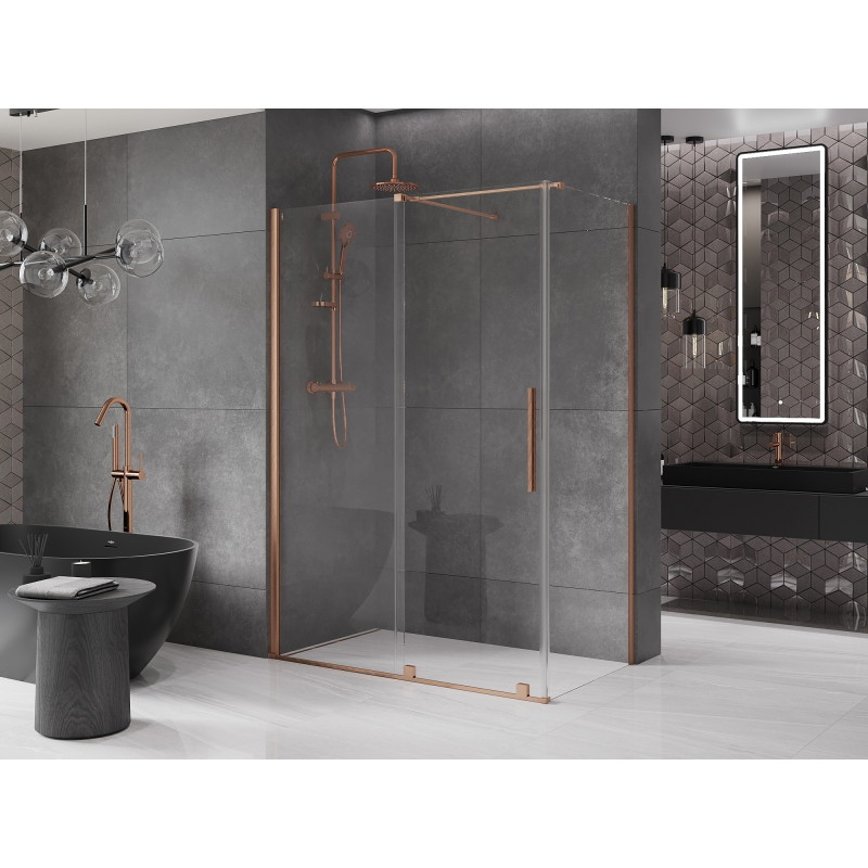 Mexen Velar плъзгаща се душ кабина 160 x 85 см, прозрачна, четкана мед