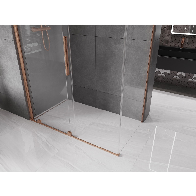 Mexen Velar плъзгаща се душ кабина 160 x 90 см, прозрачна, матова мед - 871-160-090-01-65