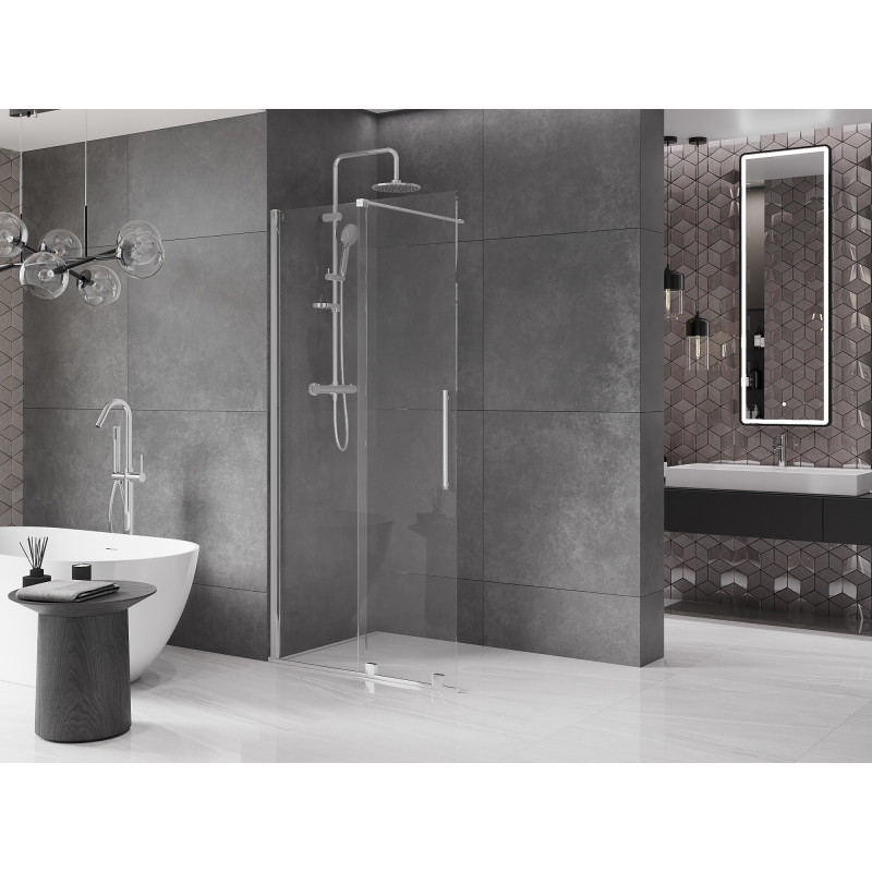 Mexen Velar Плъзгаща се душ параван Walk-in 70 x 200 cm, прозрачен 8 mm, хром