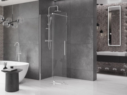 Mexen Velar Плъзгаща се душ параван Walk-in 70 x 200 cm, прозрачен 8 mm, хром