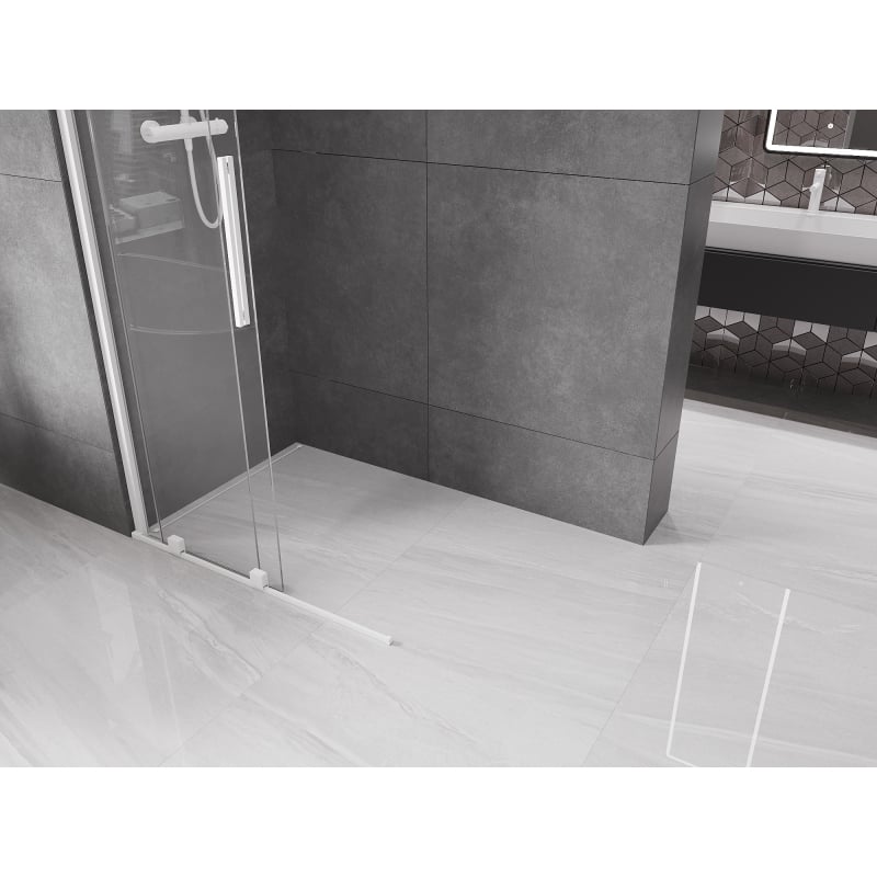 Mexen Velar плъзгаща се душ стена Walk-in 85 x 200 cm, прозрачна 8 mm, бяла - 871-085-000-03-20