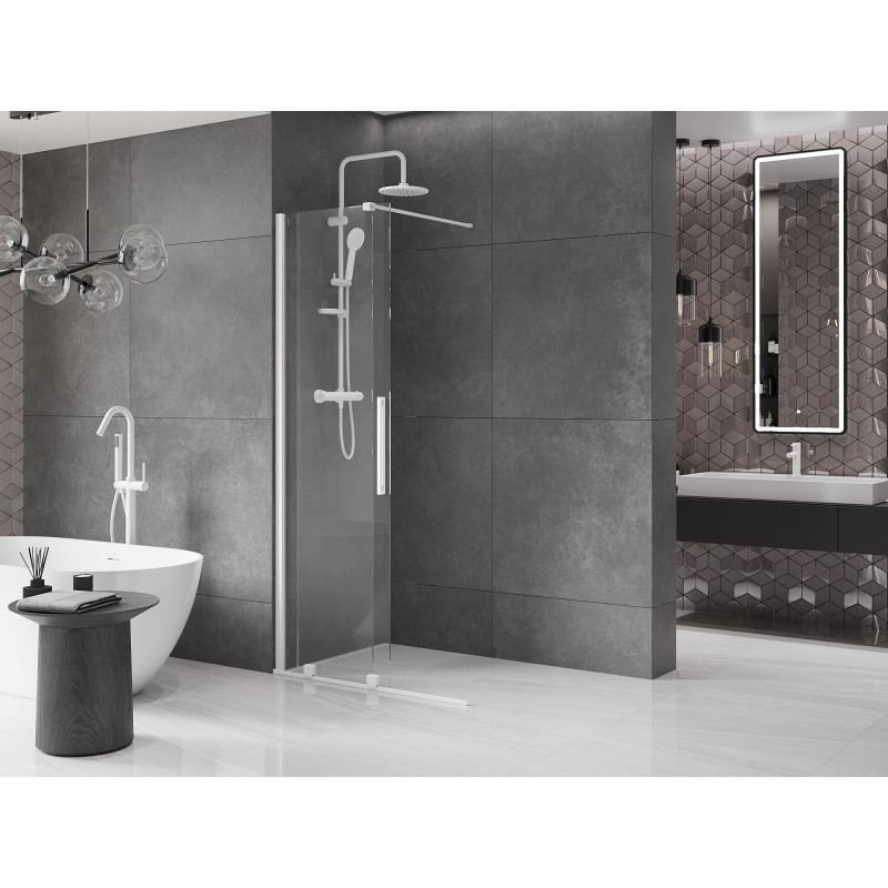 Mexen Velar плъзгаща се душ стена Walk-in 90 x 200 см, прозрачна 8 мм, бяла