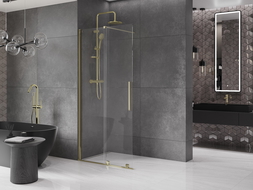 Mexen Velar преграда за душ бална Walk-in 100 x 200 см, прозрачна 8 мм, златна - 871-100-000-03-50