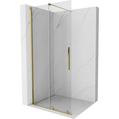 Mexen Velar плъзгаща се душ преграда Walk-in 110 x 200 cm, прозрачна 8 mm, златна